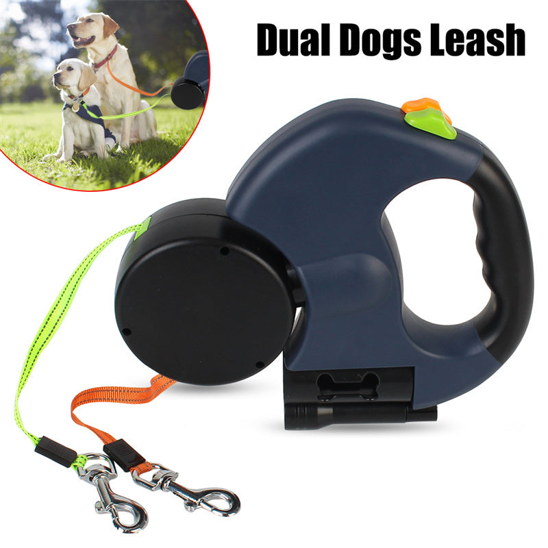 Retractable Reflective Dual Dog Leash