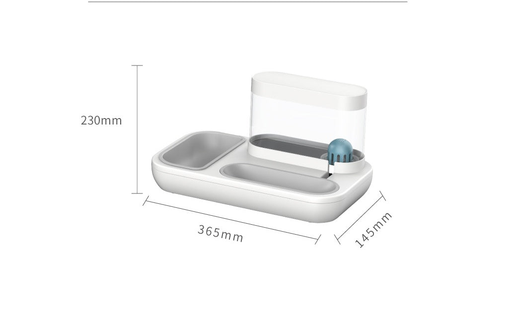 Pet Cat & Dog Bowl with Automatic Drinking Fountain