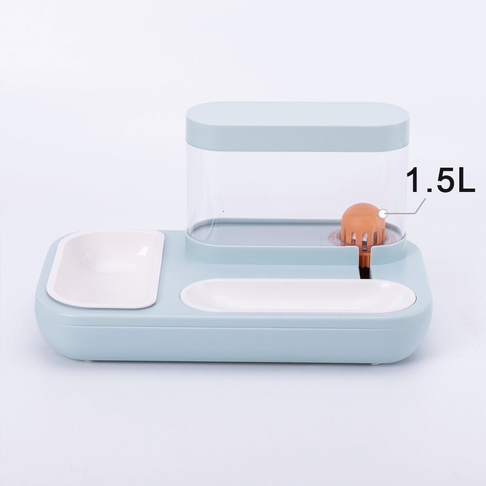 Pet Cat & Dog Bowl with Automatic Drinking Fountain