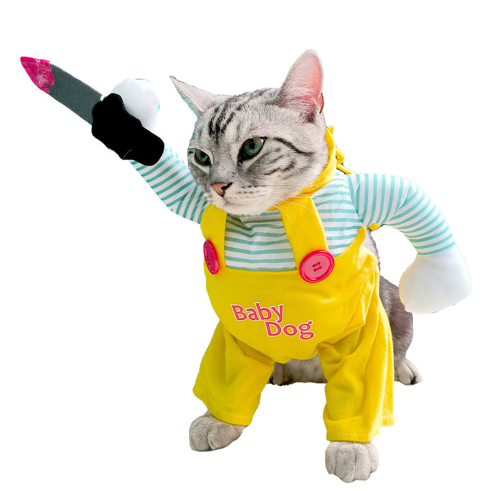 Cat Pet Costume Clothing Creative Yellow Knife Assassin