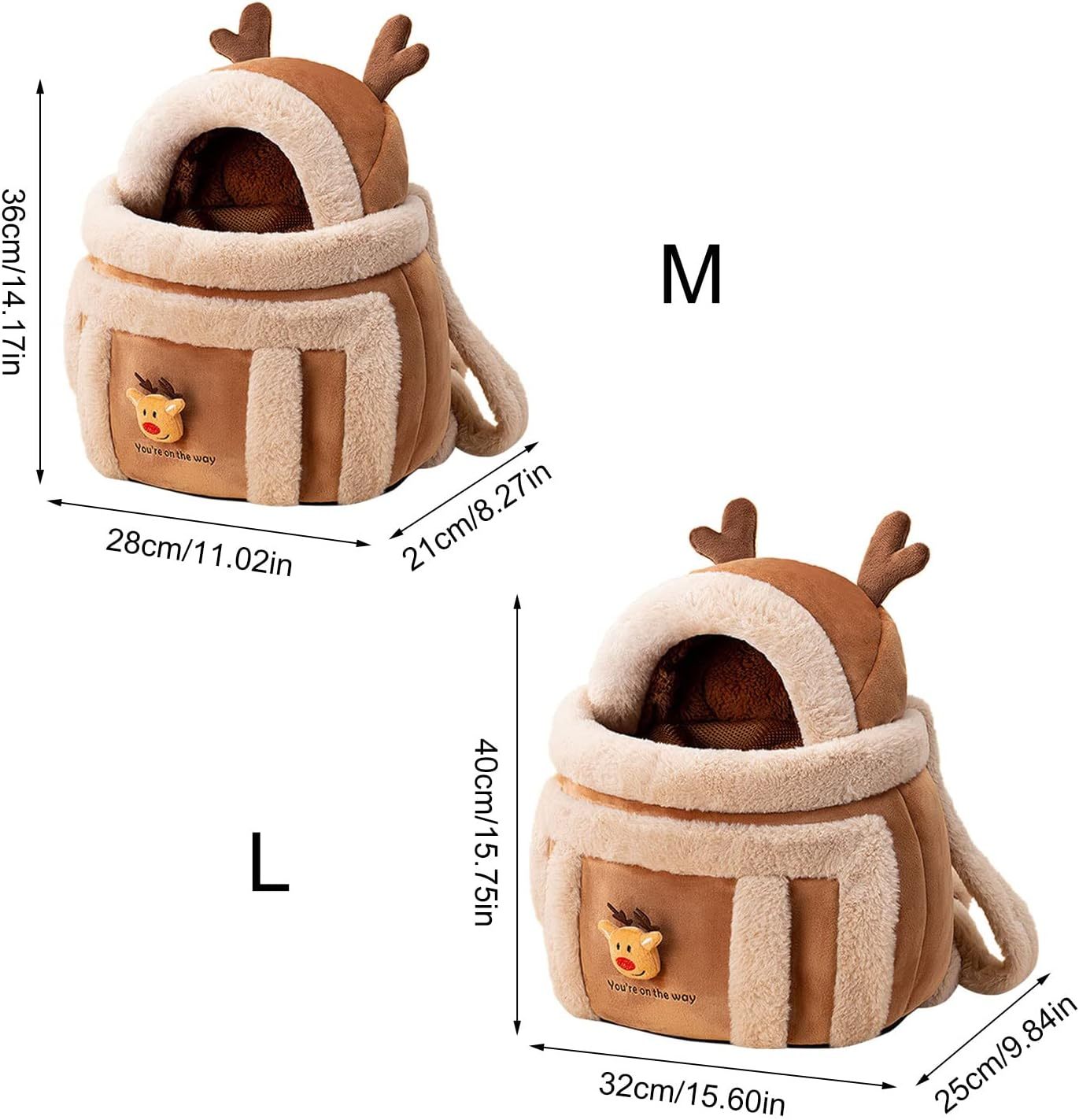 Cozy Reindeer Plush Pet Backpack Carrier