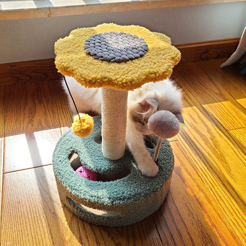 Multifunctional Cat Tree with Scratching Post and Teasing Toy
