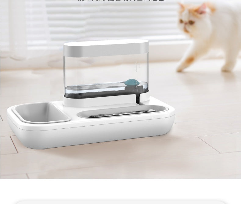 Pet Cat & Dog Bowl with Automatic Drinking Fountain