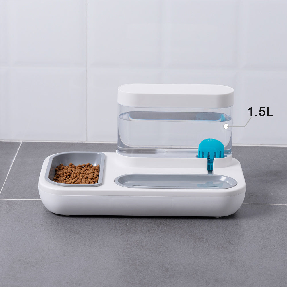 Pet Cat & Dog Bowl with Automatic Drinking Fountain