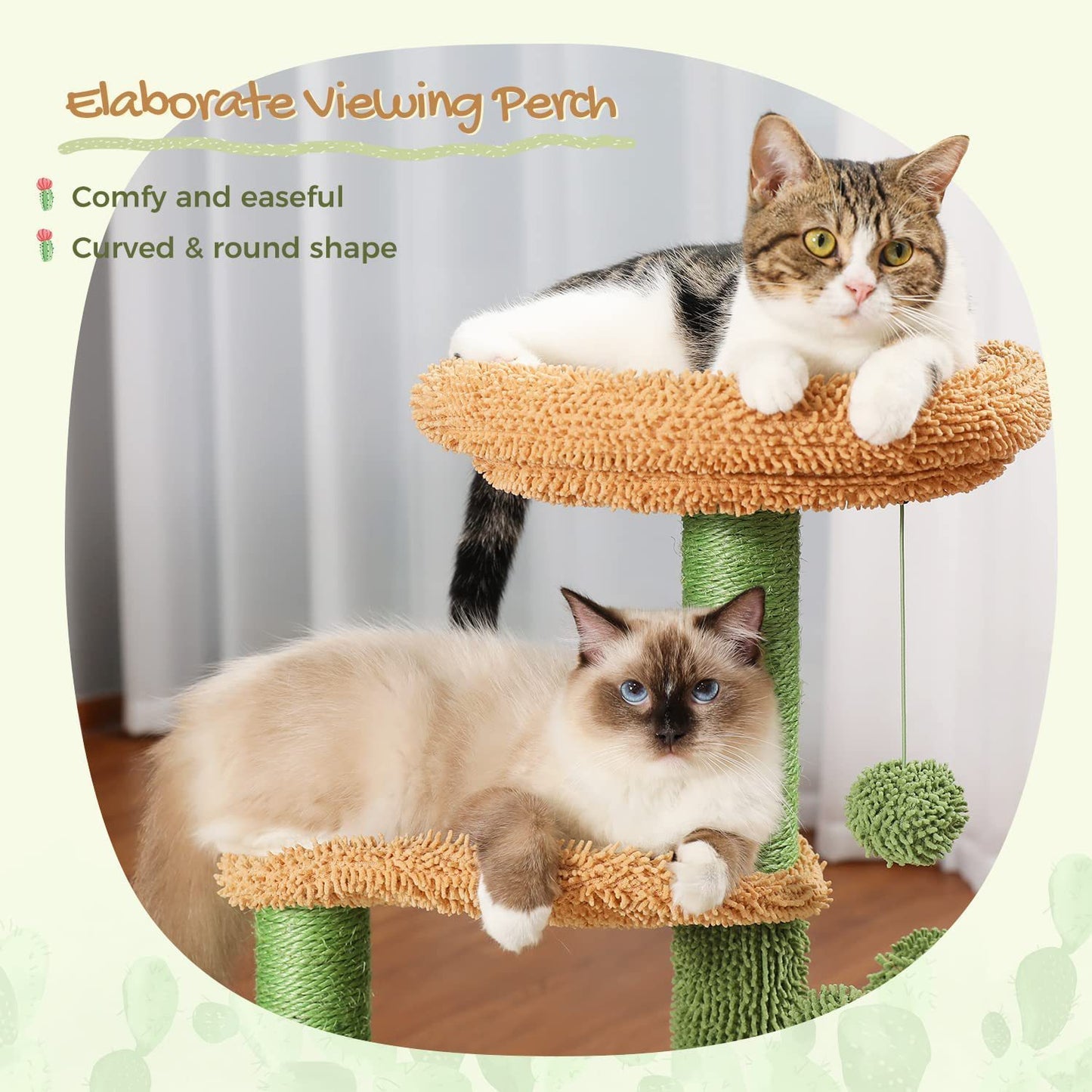 32-Inch Cactus Cat Climbing Tree with Nest