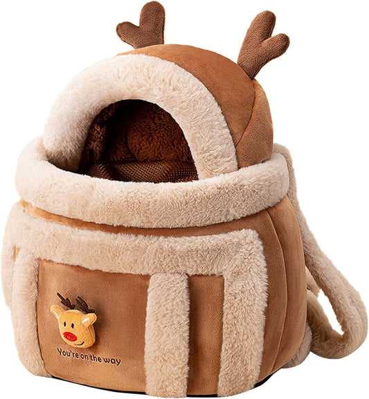 Cozy Reindeer Plush Pet Backpack Carrier