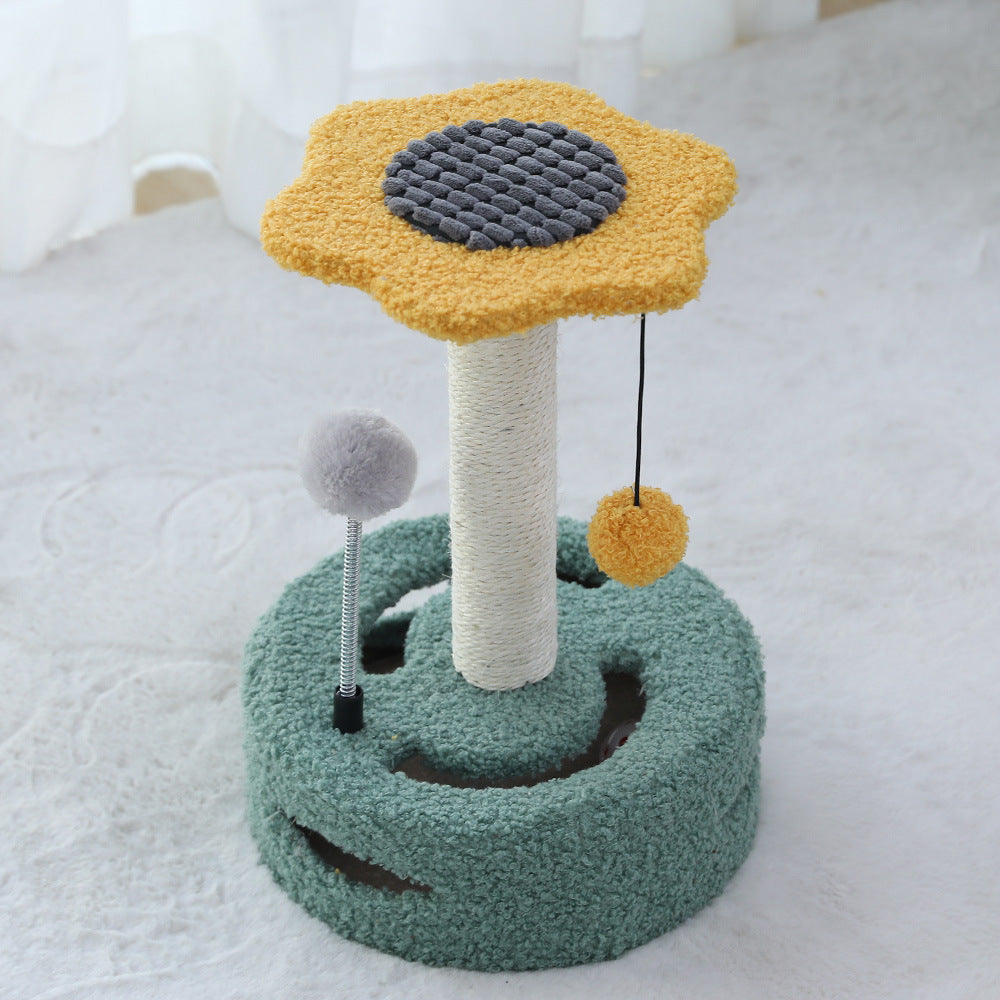 Multifunctional Cat Tree with Scratching Post and Teasing Toy