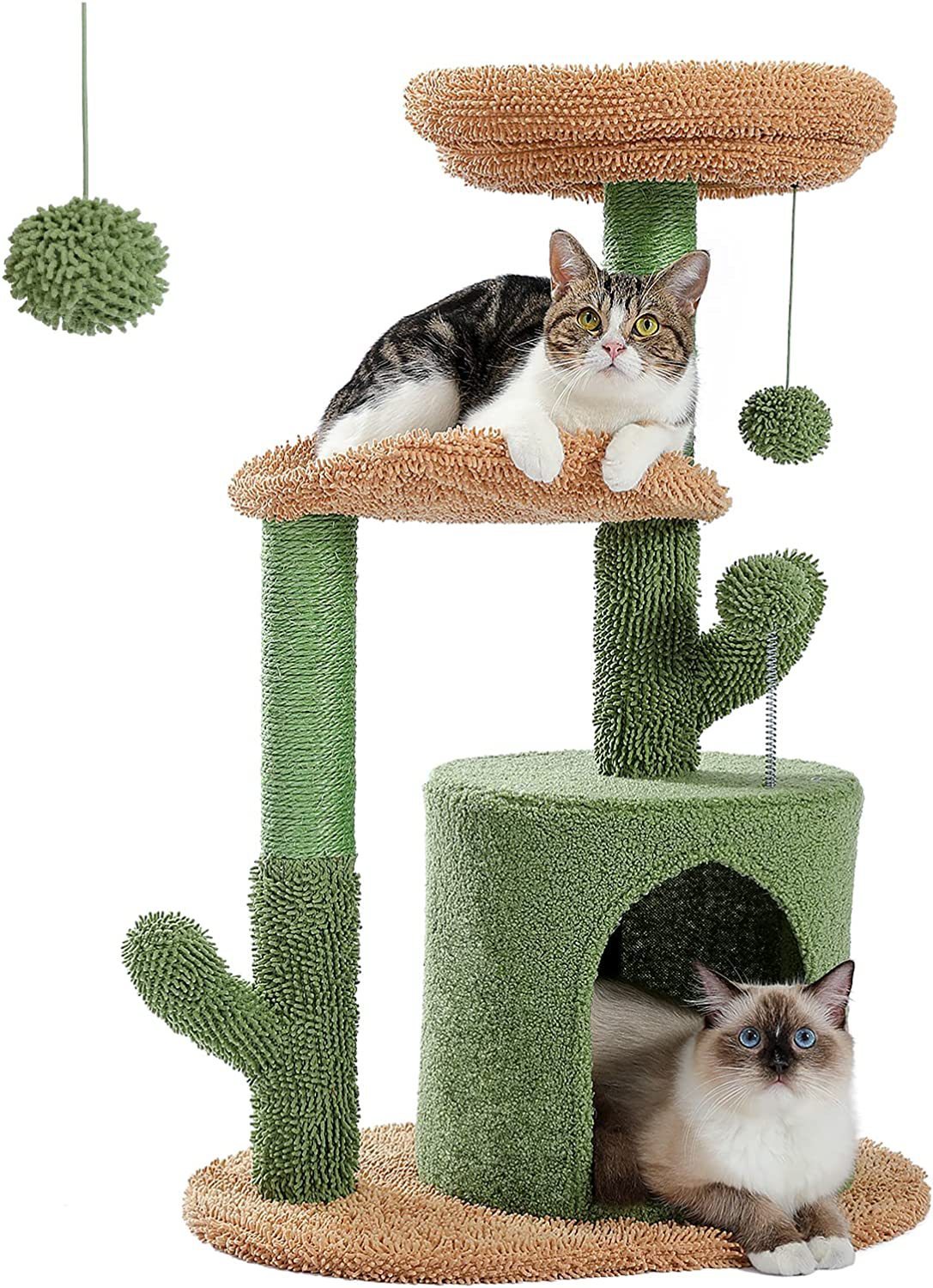 32-Inch Cactus Cat Climbing Tree with Nest
