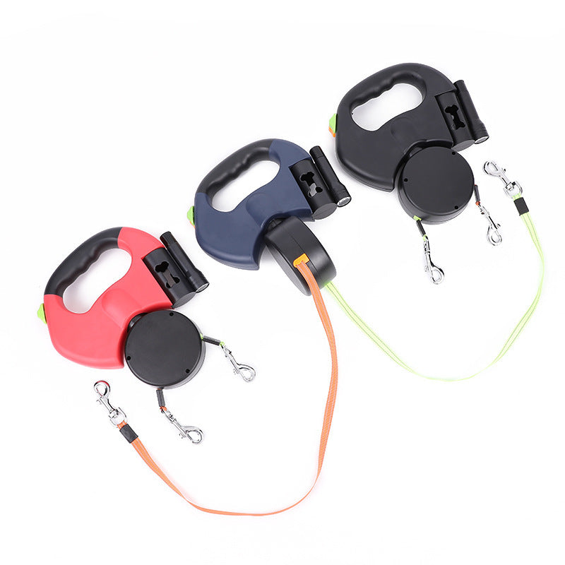 Retractable Reflective Dual Dog Leash