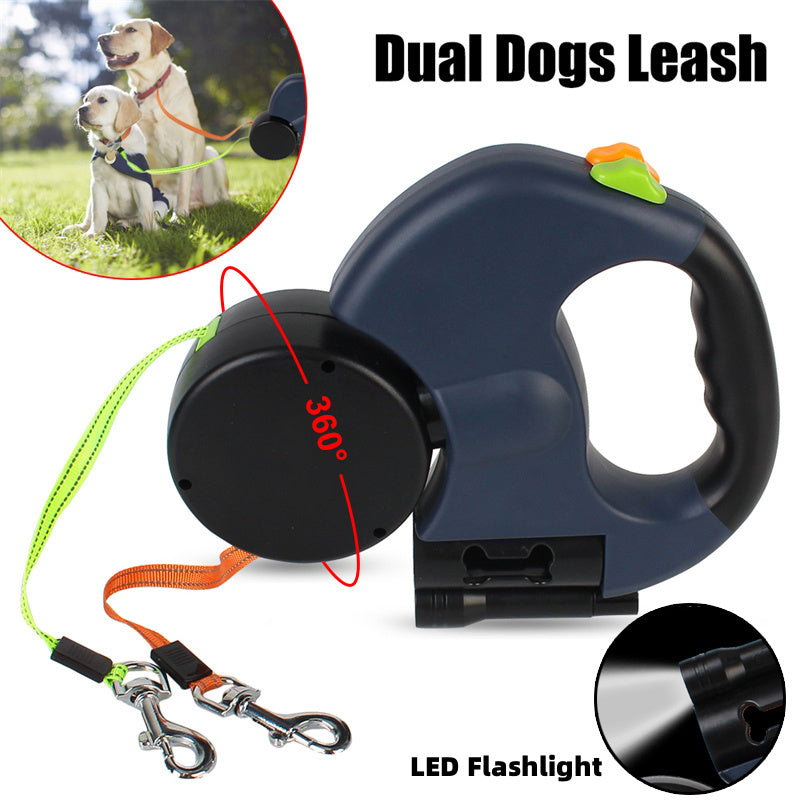 Retractable Reflective Dual Dog Leash