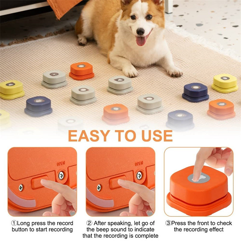 Pet Talking Button Toy – 4 Colors, Recordable & Interactive
