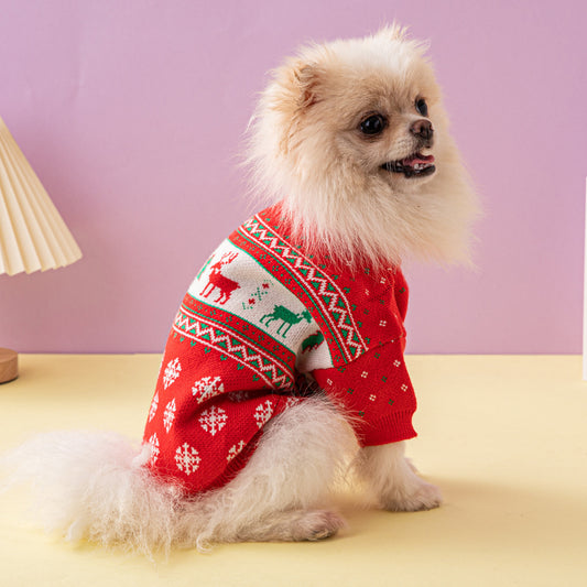 Knitted Wool Christmas Dog Sweater