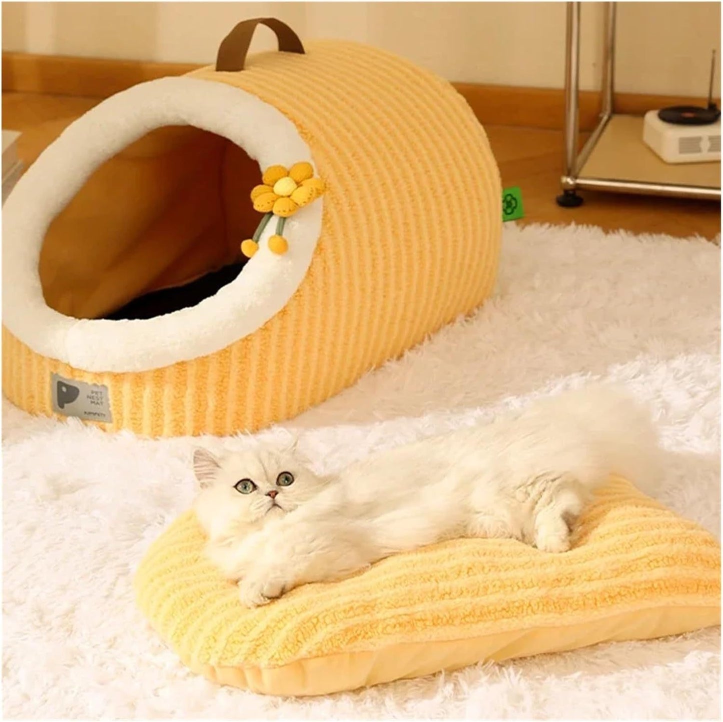 Indoor Cat Bed Cave with Removable Washable Cushion