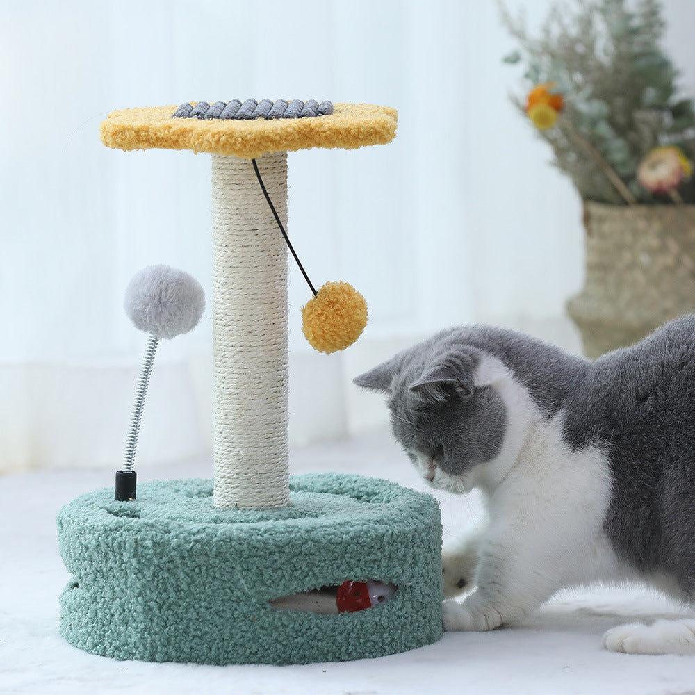 Multifunctional Cat Tree with Scratching Post and Teasing Toy