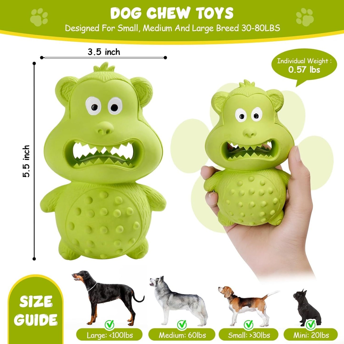 Chew Toy – Durable Natural Rubber Interactive Squeaky Toy