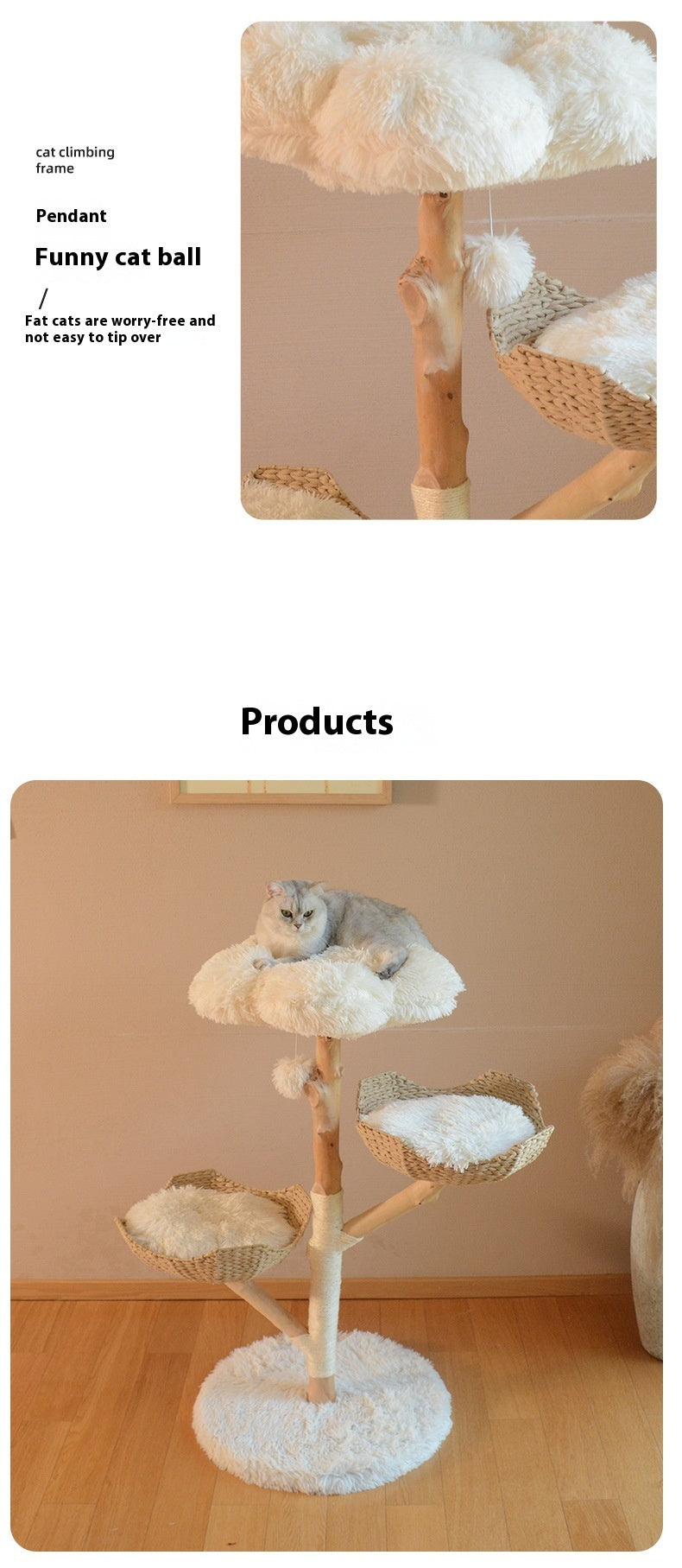 Solid Wood Cat Tree from Natural Fruit Tree